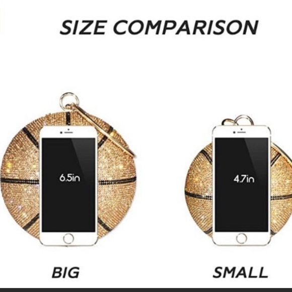 Large Gold Black basketball rhinestone crystal clutch purse Sports wristlet - Picture 10 of 11